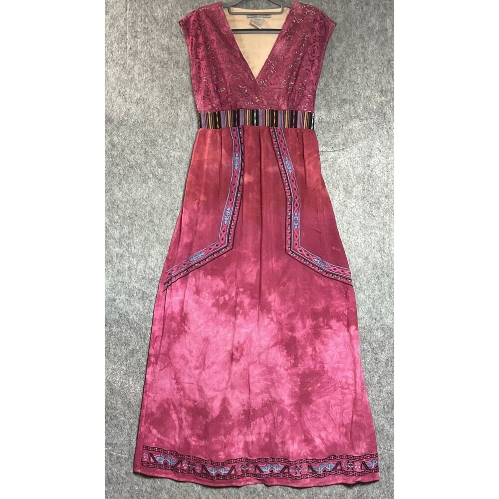 Custom Dress Womens Small Pink Maxi Sleeveless Hand Dyed Wearable Art Upcycled